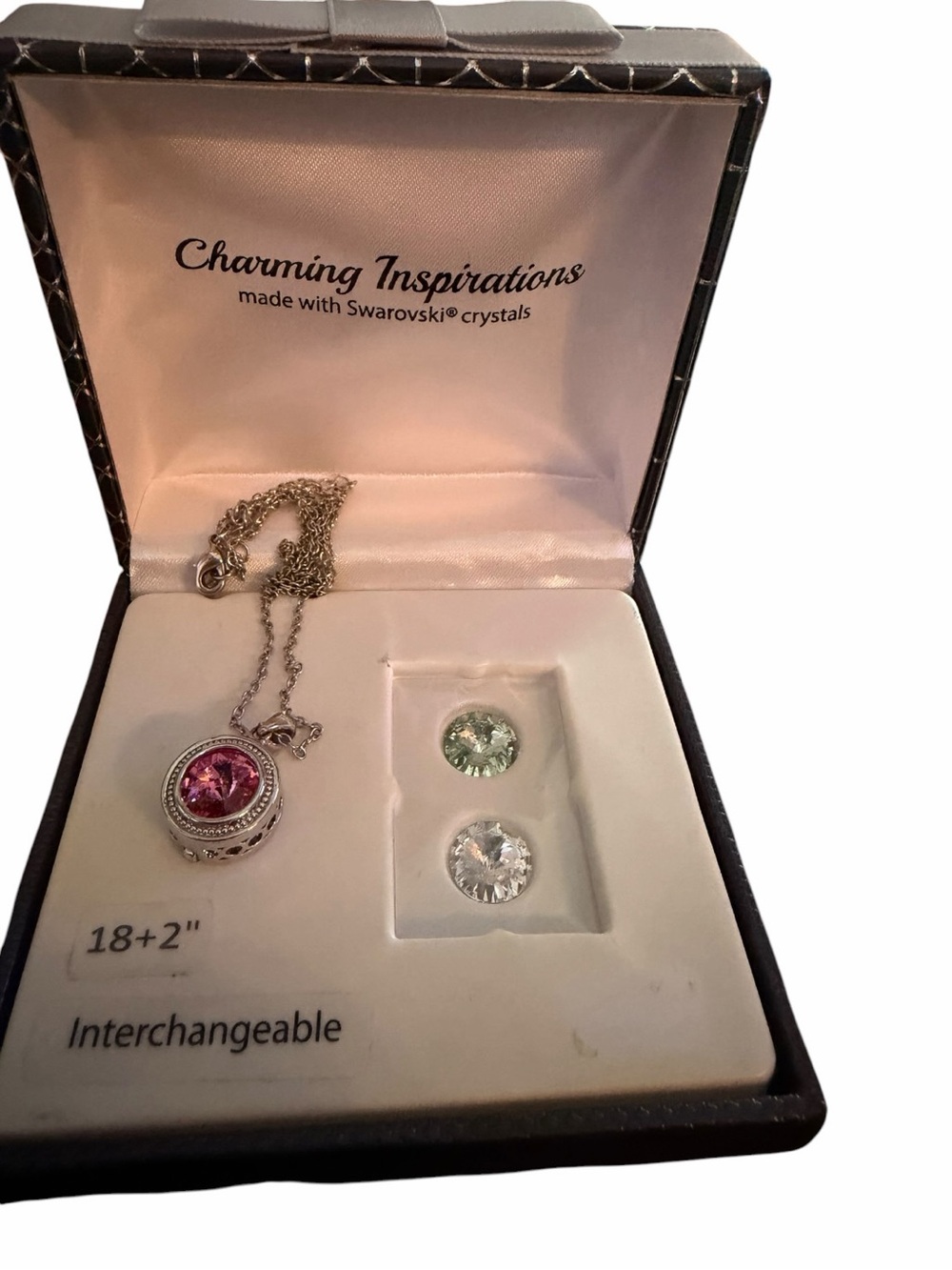 Swarovski Crystal Interchangeable Necklace Pink Green Clear